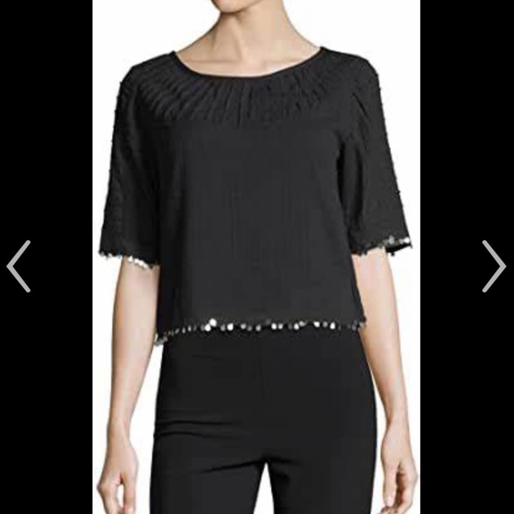 LoveShackFancy Sequin Trim Agatha Blouse EUC